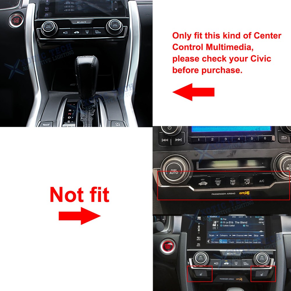 ABS Red Interior Gear Shift Panel Stripe Cover Trims For Honda Civic 2016-2021