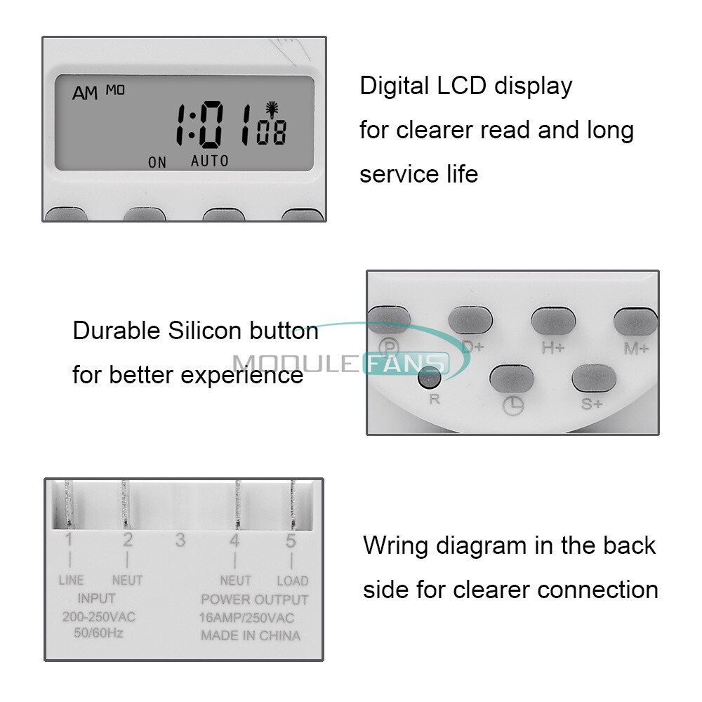 CN101S DC12V 24V AC110V 220V Timer Switch Controller Programmable Timing Switch