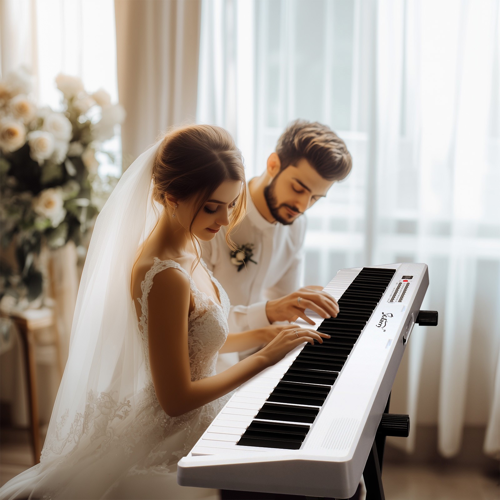 Glarry Digital Piano 88 Key Full Size Semi-Weighted Keyboards,Music Stand,Bag