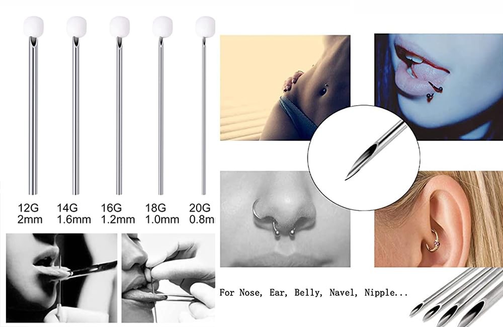 QWALIT Piercing Taper Threadless Small, A2- threader tool + piercing needles