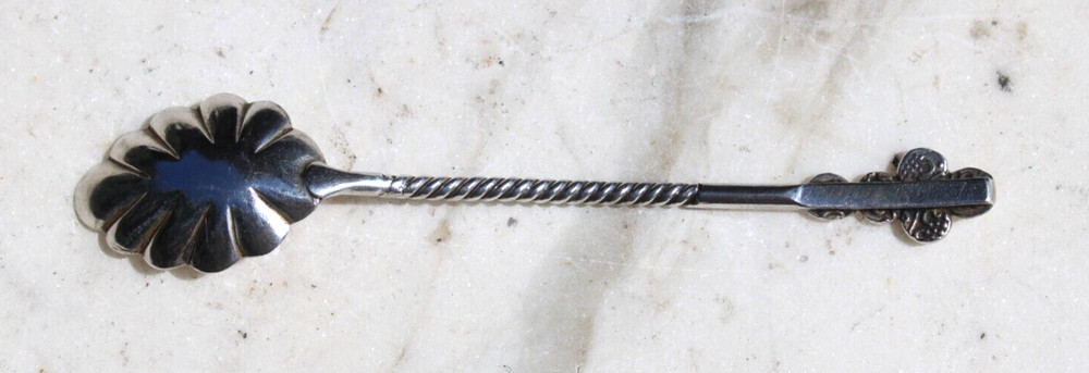 Antique Silver Berry Spoon w/Twisted Handle Shell Shape-#B1