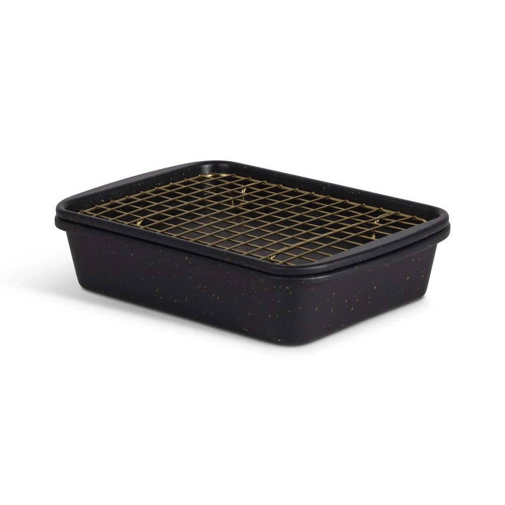 Black & Gold Thyme & Table 4-Piece Stackable Toaster Oven Bakeware Set