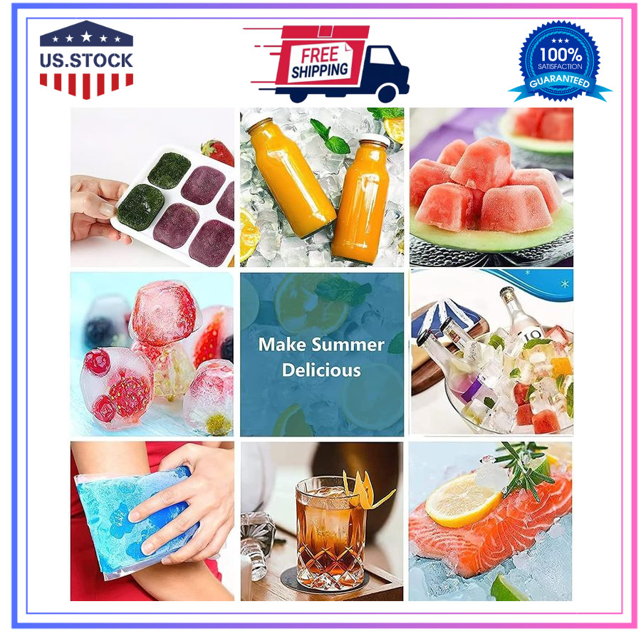 Ice Cube Tray with Lid, 4 Pack Durable Stackable Ice Cube Trays for Freezer with