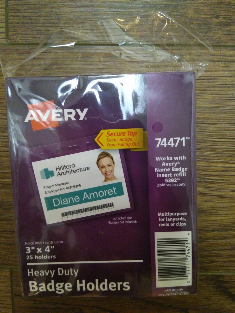 Avery Top Loading Multipurpose Badge Holder - 3" X 4" - Vinyl - 25 / Pack Clear