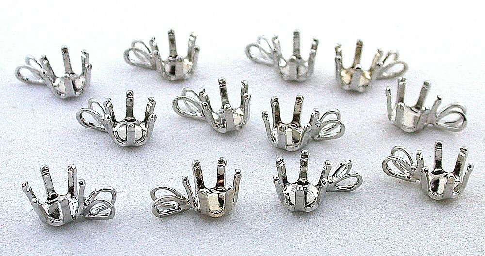 Twelve 7mm Round Snap Tite Silver Plate Silverplated Pendant Finding Mounting