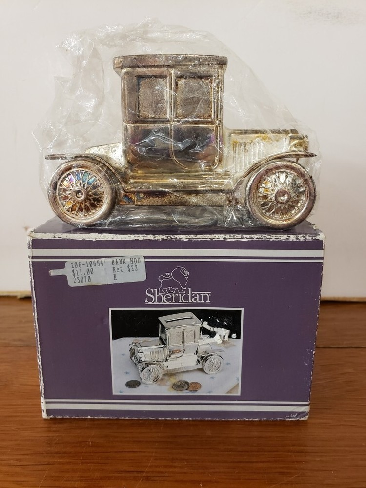 Vtg Sheridan Silverplated Model-T Car Bank 23070 NIB