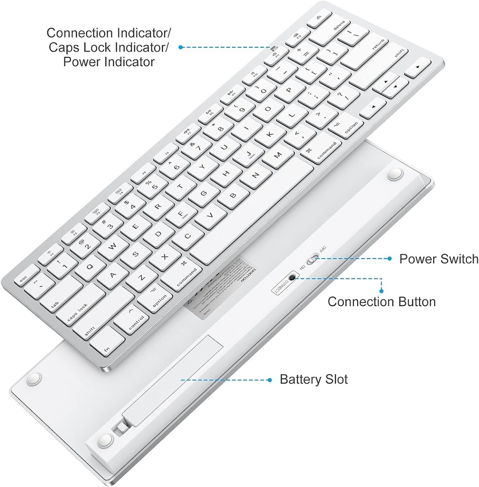 Bluetooth Keyboard - Stable Connection - Ergonomic Design - Shortcut Keys
