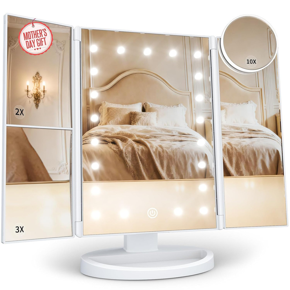 Makeup Mirror, Vanity Mirror with Lights, 2X/3X/10X Magnification, Touch Control