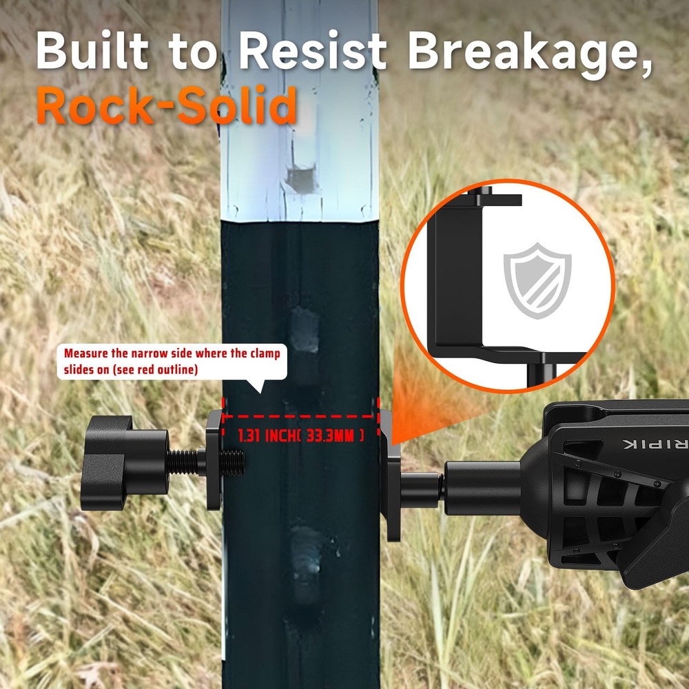 ORIPIK T-Post Trail Camera Mount - 360 Degrees Adjustable Game 1 Pack, Black