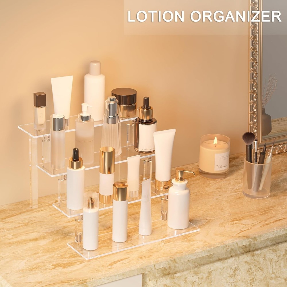 Kcrystenia Perfume Organizer Stand, 4 Tier Display Riser Shelf Clear