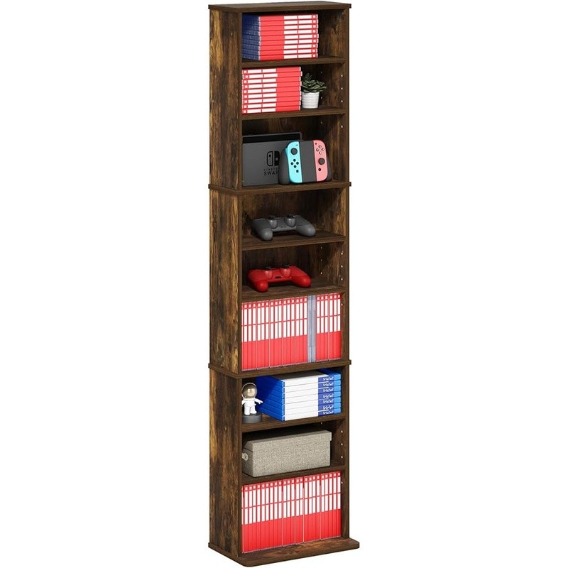9-Shelf Adjustable DVD Media Storage Rack Large Capacity Easy Assembly Organizer