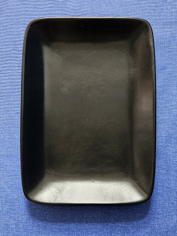 Black Serving Platter 13.5″ Rectangular Stoneware Modern Minimalist Design