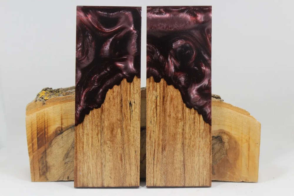 HYBRID STABILIZED MAPLE PLUM  CUSTOM COMPOSITE KNIFE HANDLE MATERIAL (7902)