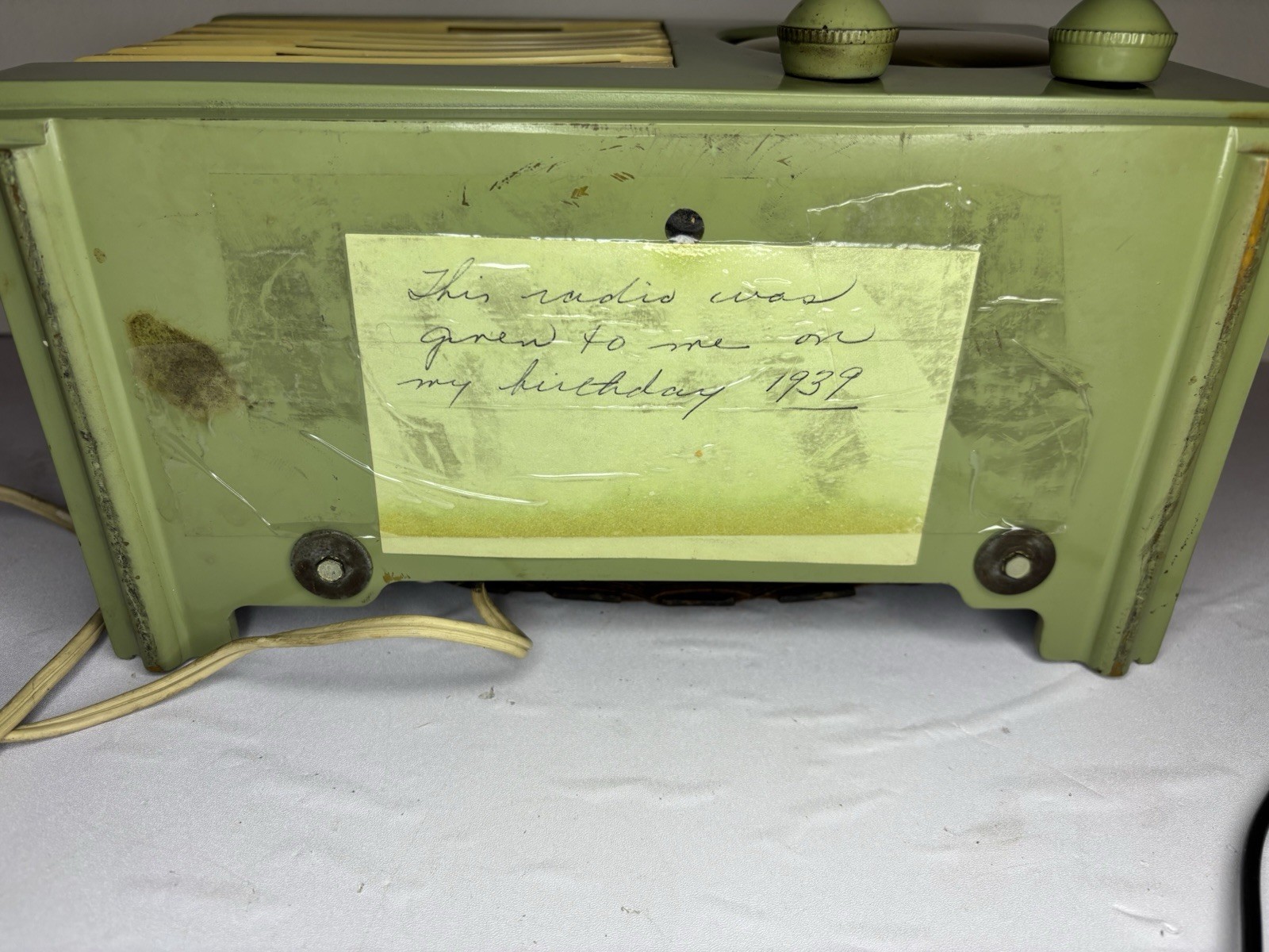 Vtg 1930s Emerson "Bullseye" Tube Radio - Green - Works! Art Deco MCM 8CW-334-2