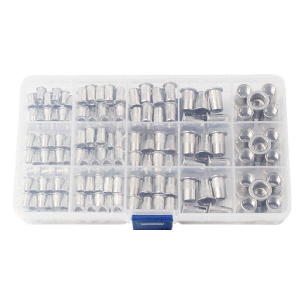 M3-M8 Aluminum Rivet Flat Head Threaded Set Rivet Nuts Blind Nutsert Kit 150PCS
