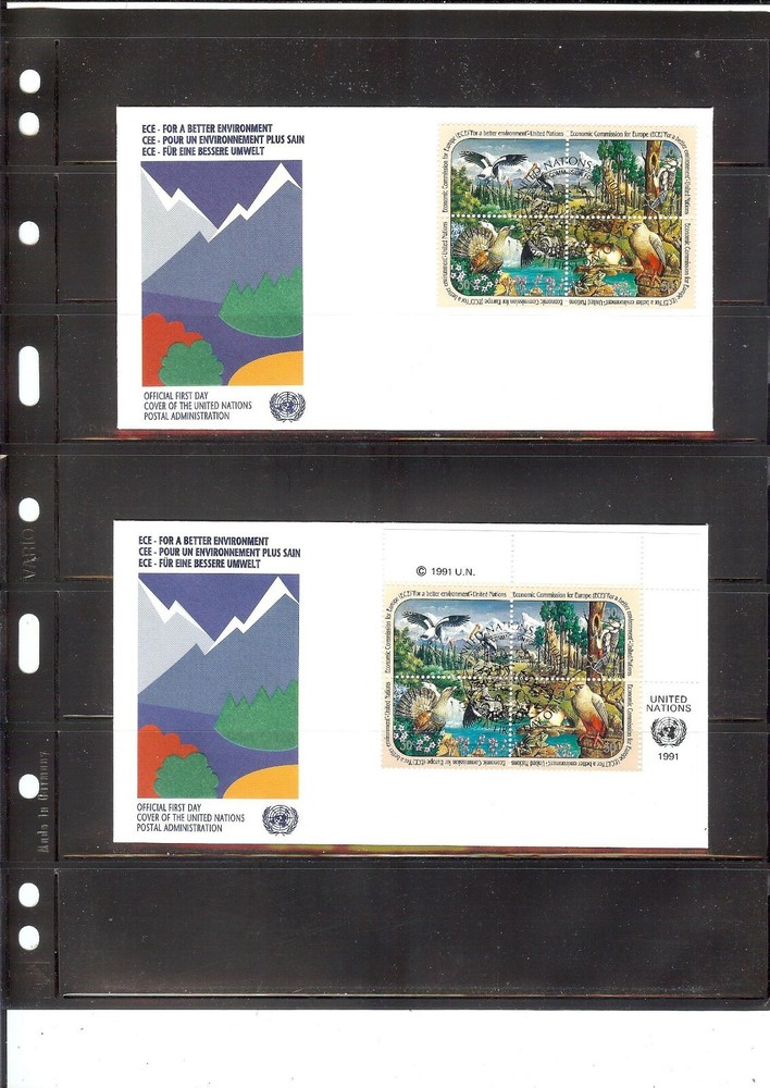 1991 ECE FDC's (Block & MI Block of 4) - New York Office - UNPA Cachet (342)
