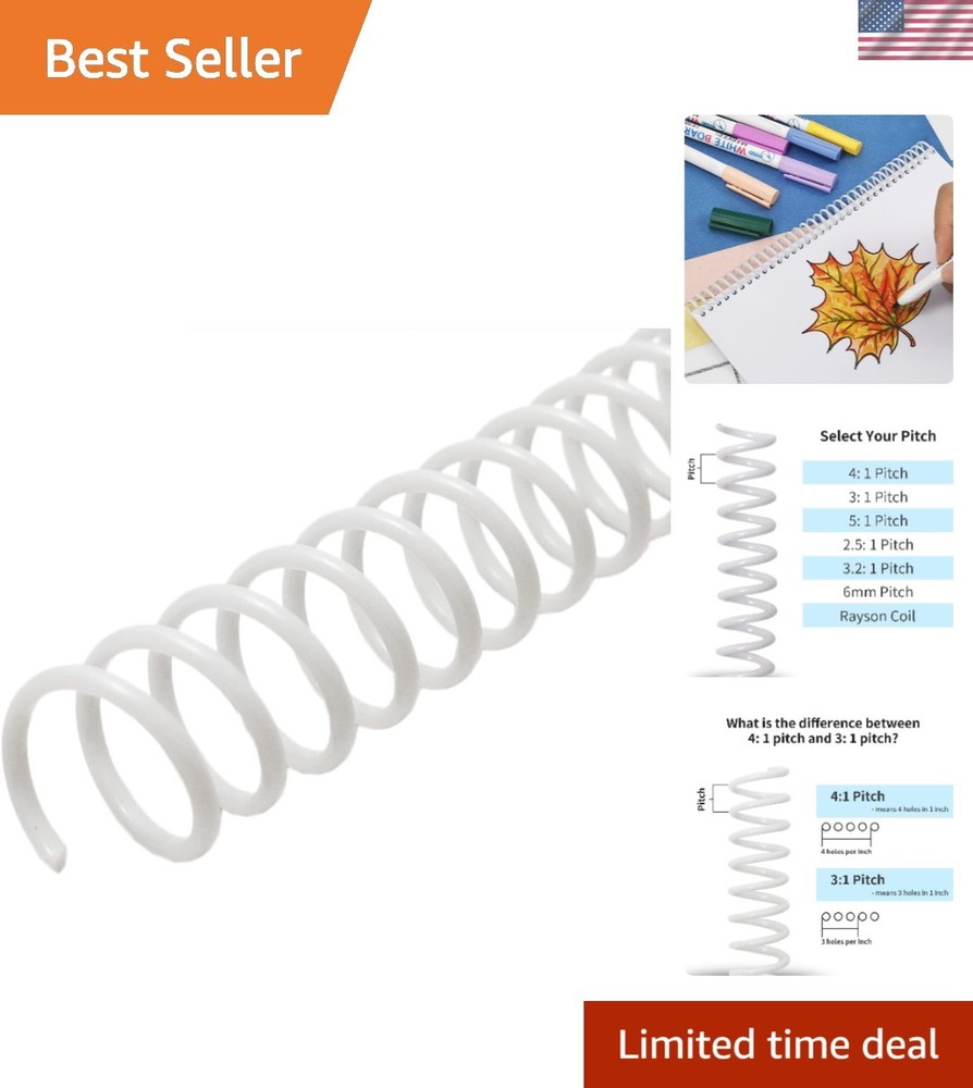 Plastic Spiral Binding Coils 1-1/4" - 280 Sheets, 50 Pack - White