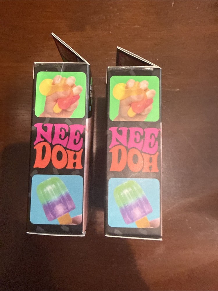 Authentic NeeDoh Nice-Sicle Orange Pink Super Solid Squishy Toy Popsicle