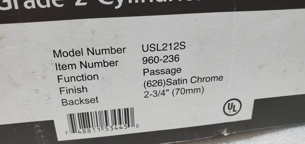 USCAN TOTAL SECURITY USL212S GRADE 2 CYLINDRICAL LEVERSET PASSAGE