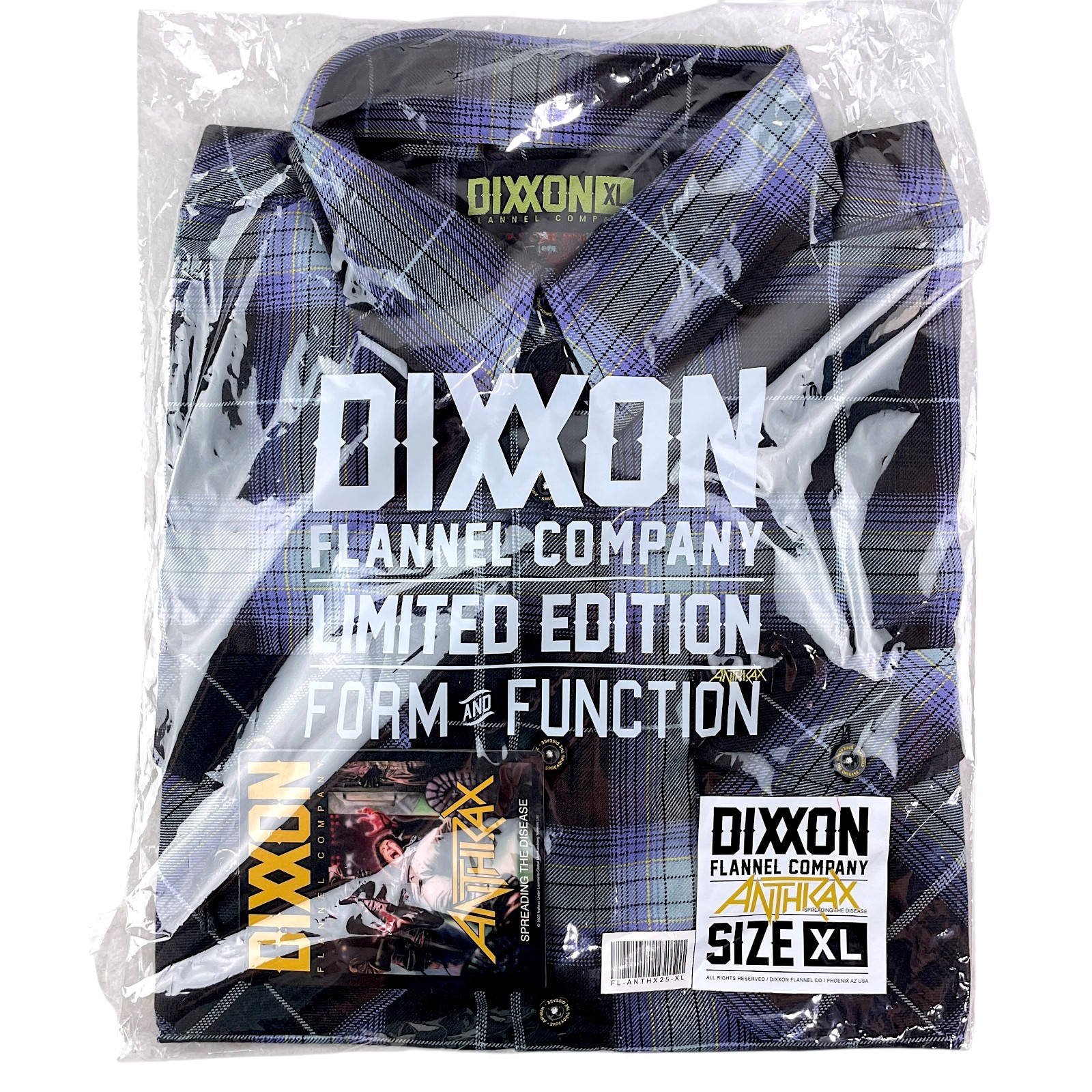 Dixxon x Anthrax Spreading the Disease Men's XL Flannel Shirt