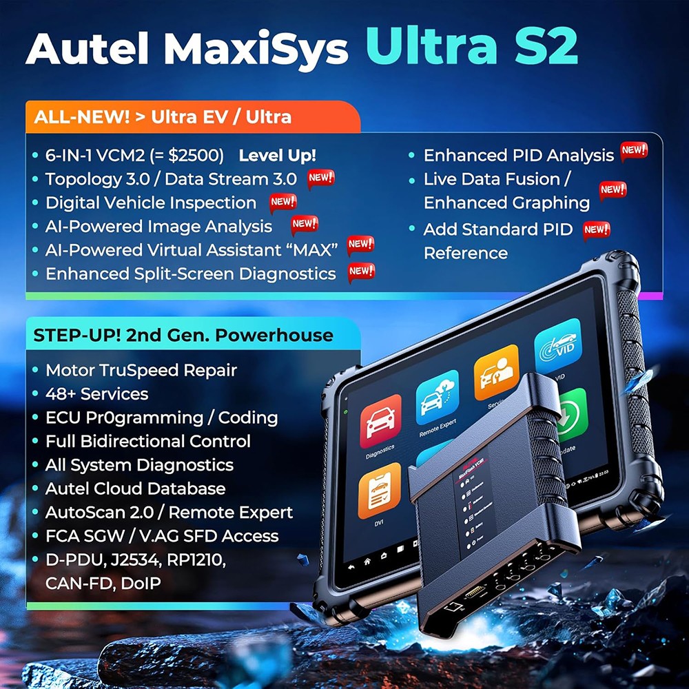 Autel MaxiSYS Ultra S2 Diagnostic Scanner VCMI2 Programming Coding, 48+ Service