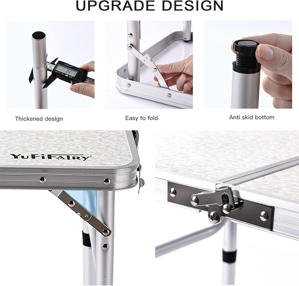 Small Folding Table Portable 24''Lx16''W Camping Table W/ Adjustable Height