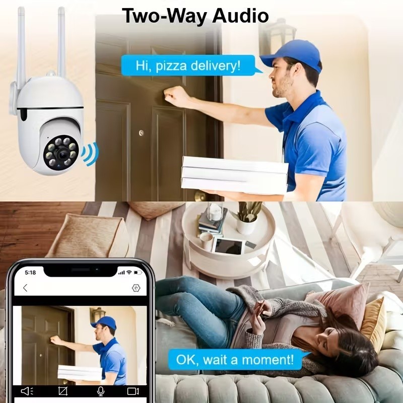 2pcs 960P security camera, motion detection, motion alert, HD night vision.