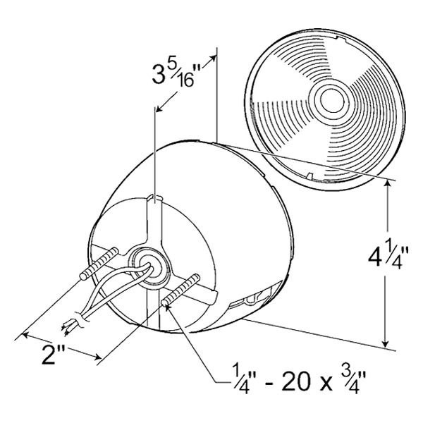 4" Two-Stud Red Round Stud Mount Combination Tail Light w/o License Window