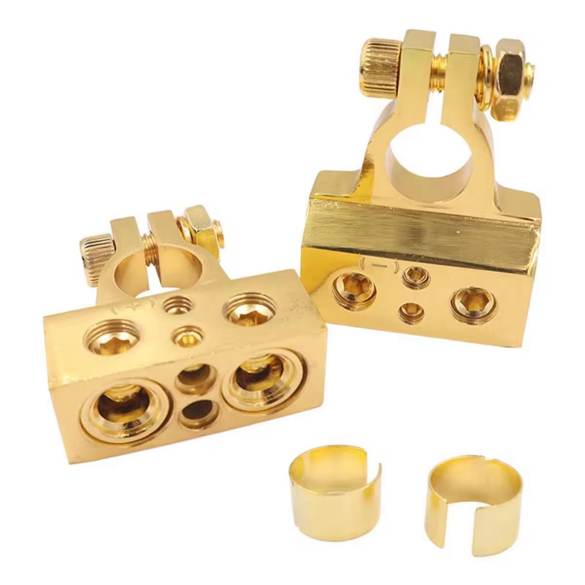 2X Car Battery Terminal Clamp Post 0/4/8/10 GA AWG Gauge Positive Negative Port