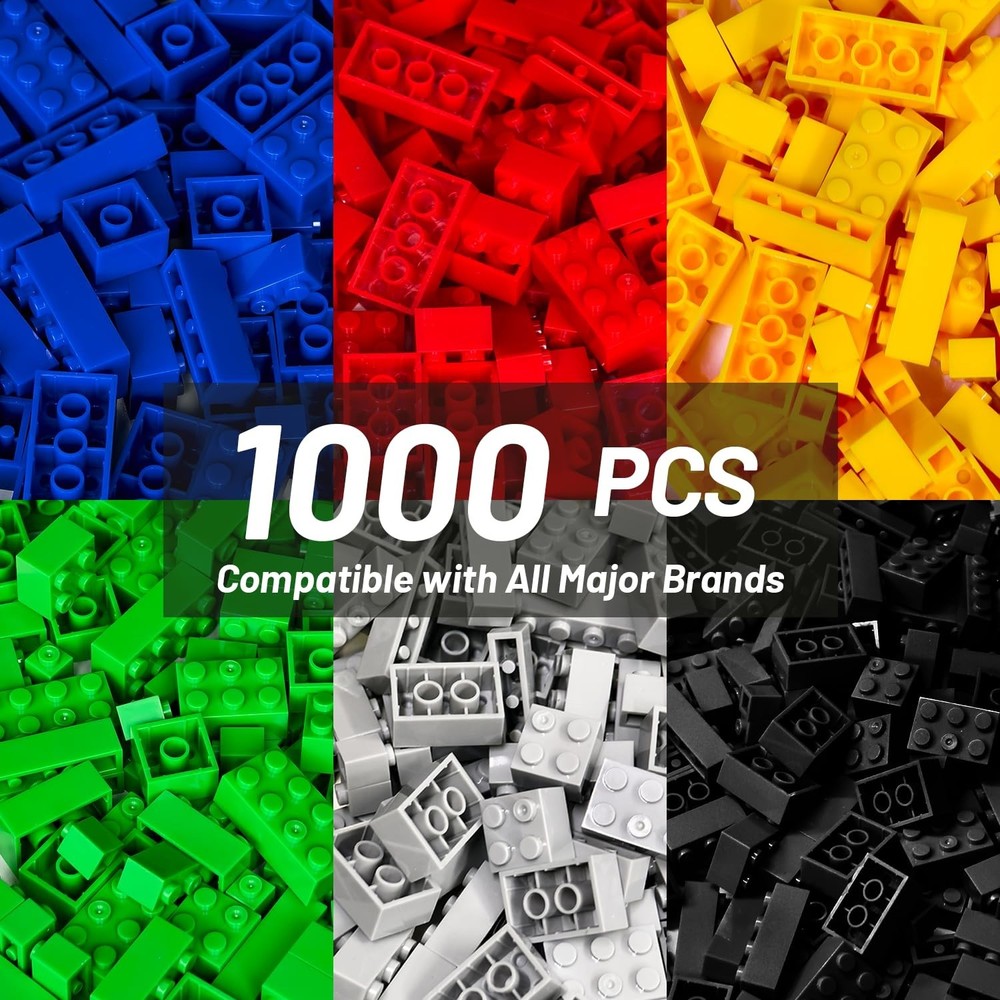 1000 Piece Building Bricks Set, Classic Creative MOC Bricks Starter Set, Acce...