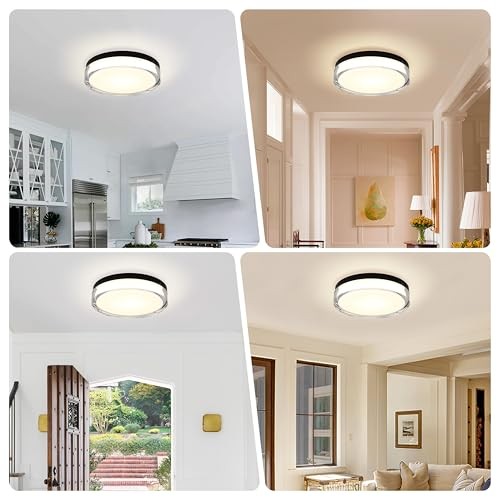 Flush Mount Ceiling Light Fixture Crystal Sytle, 3CCT LED Ceiling 12 inch