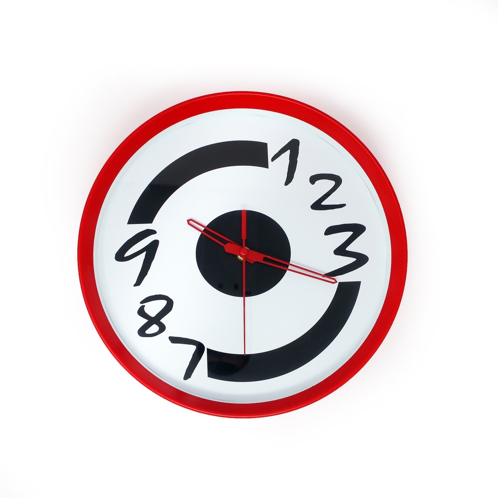 1980s Postmodern Red Wall Clock