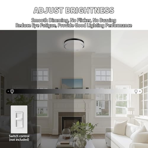 Flush Mount Ceiling Light Fixture Crystal Sytle, 3CCT LED Ceiling 12 inch
