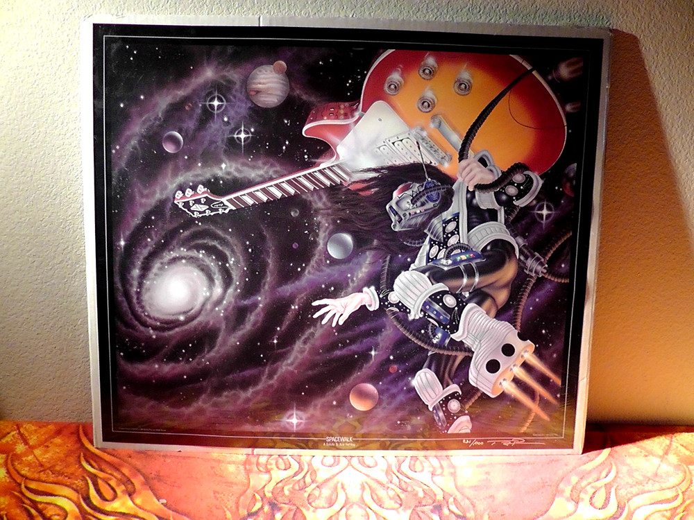 Ace Frehley KISS New Sealed 22 X 26 Inch Spacewalk Poster Signed by Artist Rare