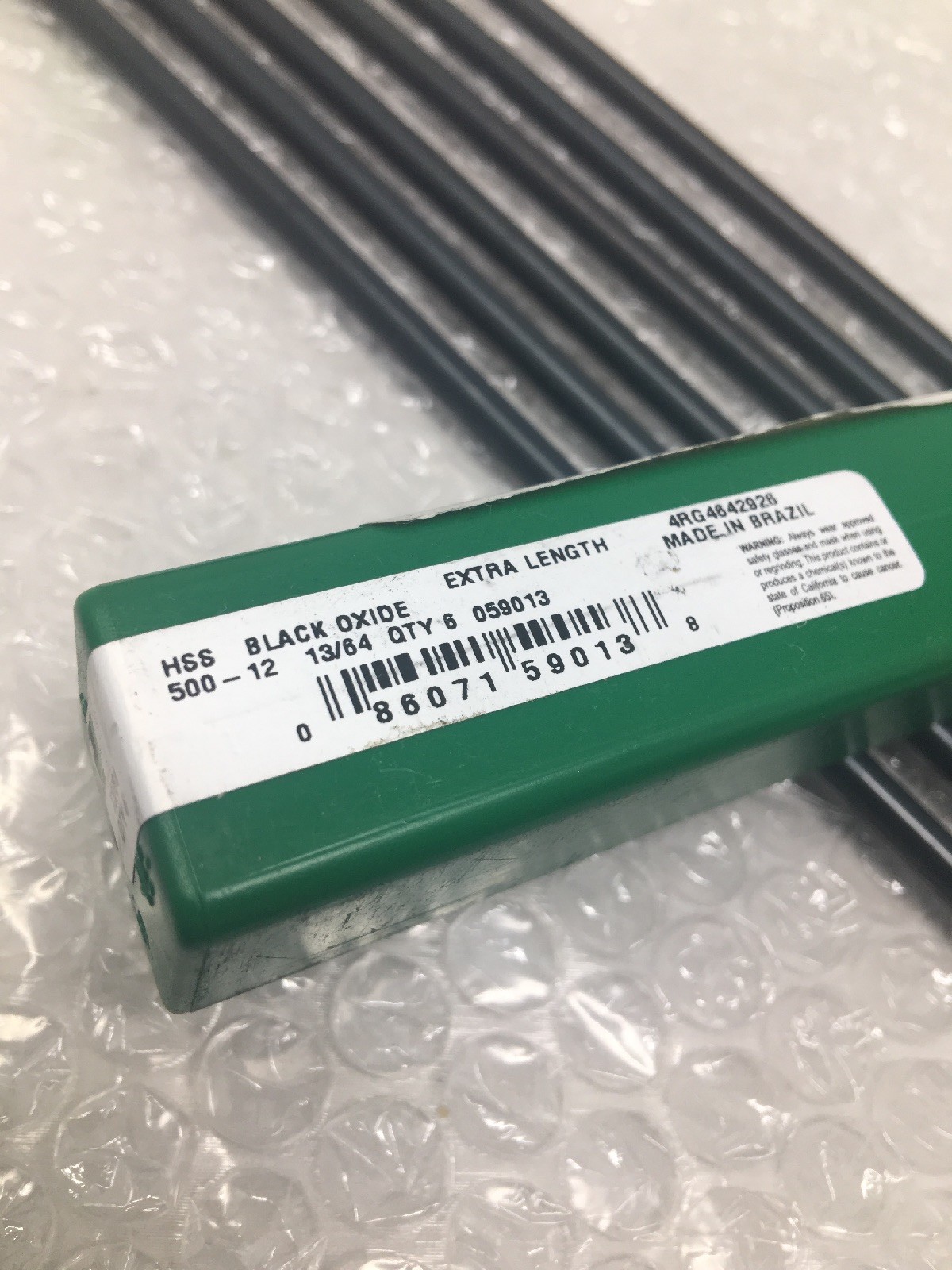 (6) PTD 13/64" Extra Long 12" Length Aircraft Extension Drill Bits, Black Oxide