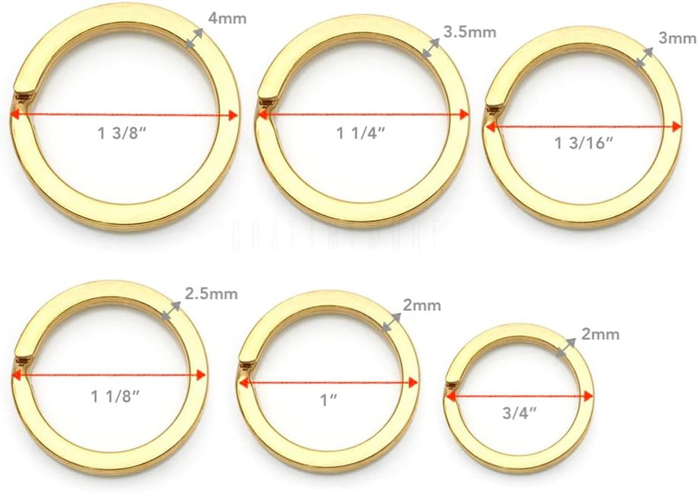 4Pcs Solid Brass Split Ring Connector Key Rings Keychain Rings DIY