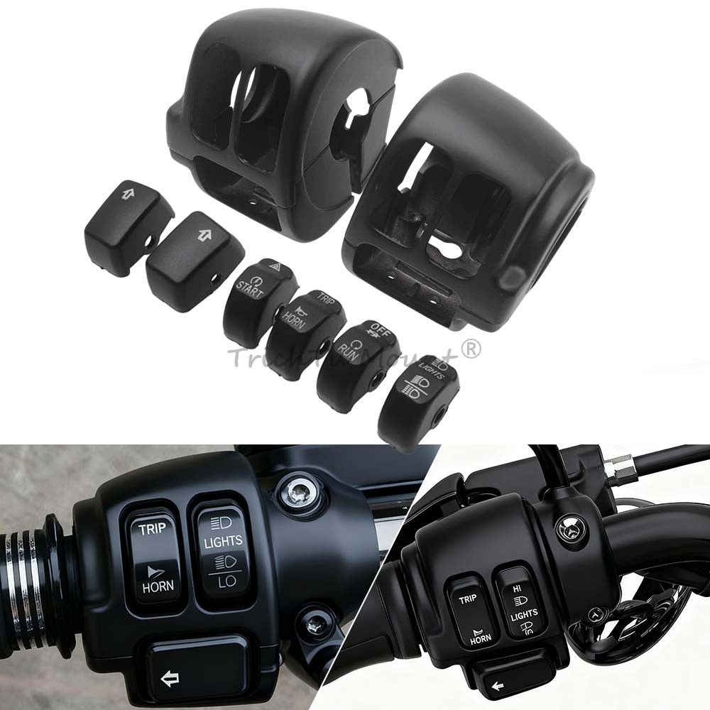 Hand Control Switch Housings Cover Button Caps Kits For Softail Slim FLS 2012-15
