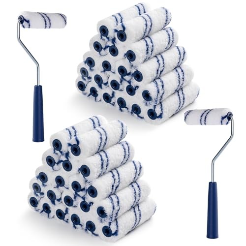 40 Pack 4 Inch Microfiber Paint Roller, Small 4 Inch Paint Roller Kit, 40 Pack