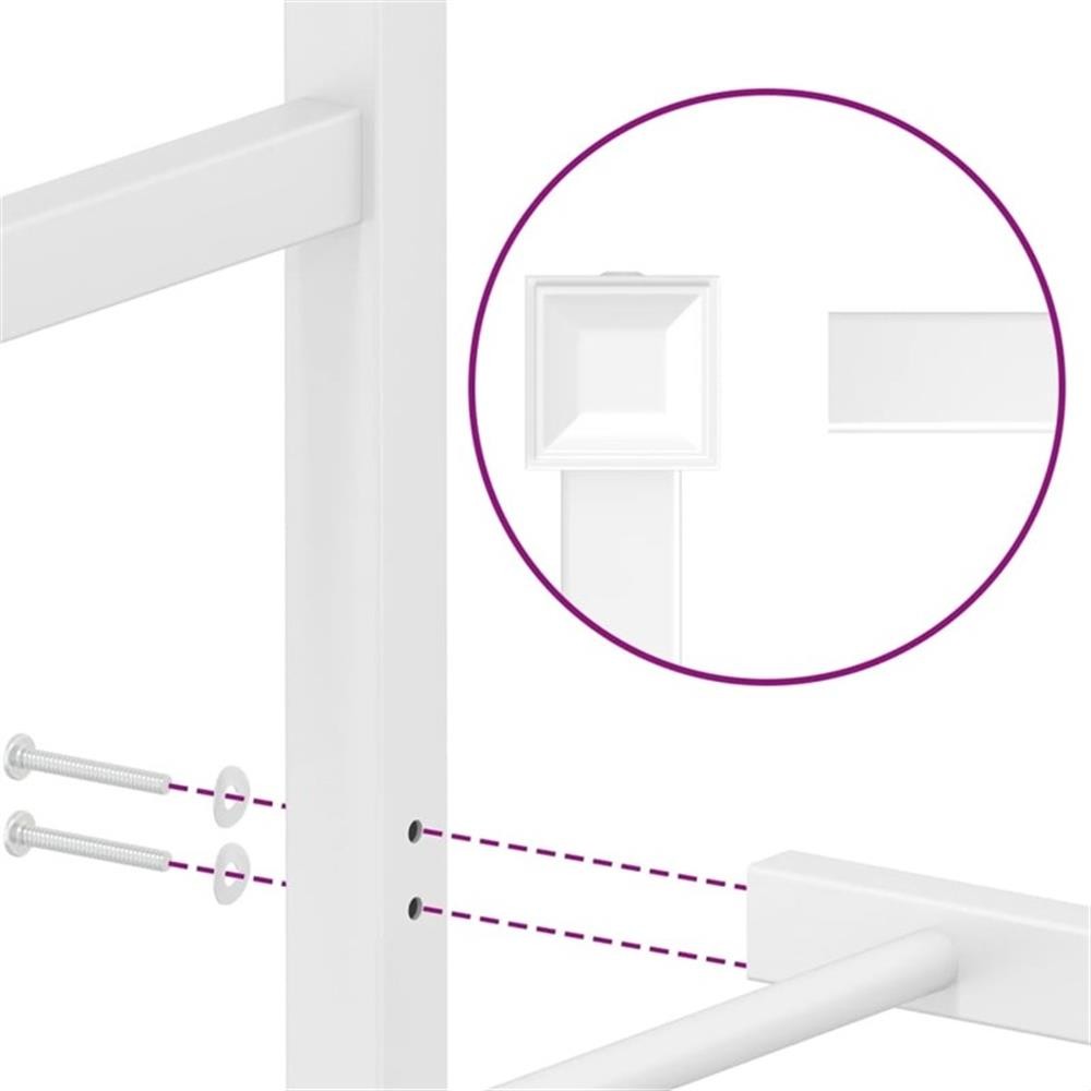 Bowery Hill Rectangular Powder-Coated Steel Full Bed Frame in White