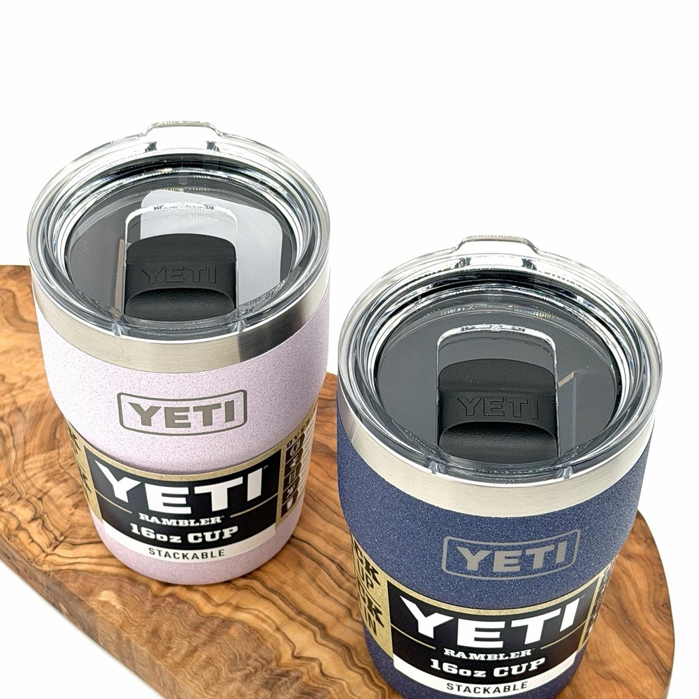 YETI Rambler 16 oz Stackable Cup Cherry Blossom & Moon Dust LE Stone Texture Set