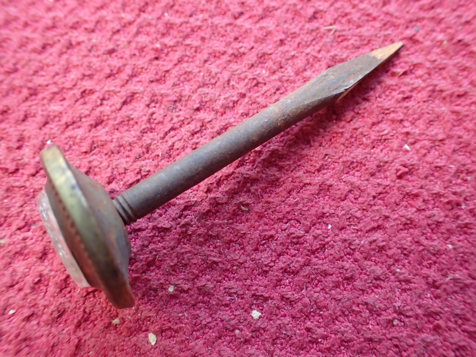 Antique Victorian Five (5) Sulfide Glass Brass Picture Hanging Nails