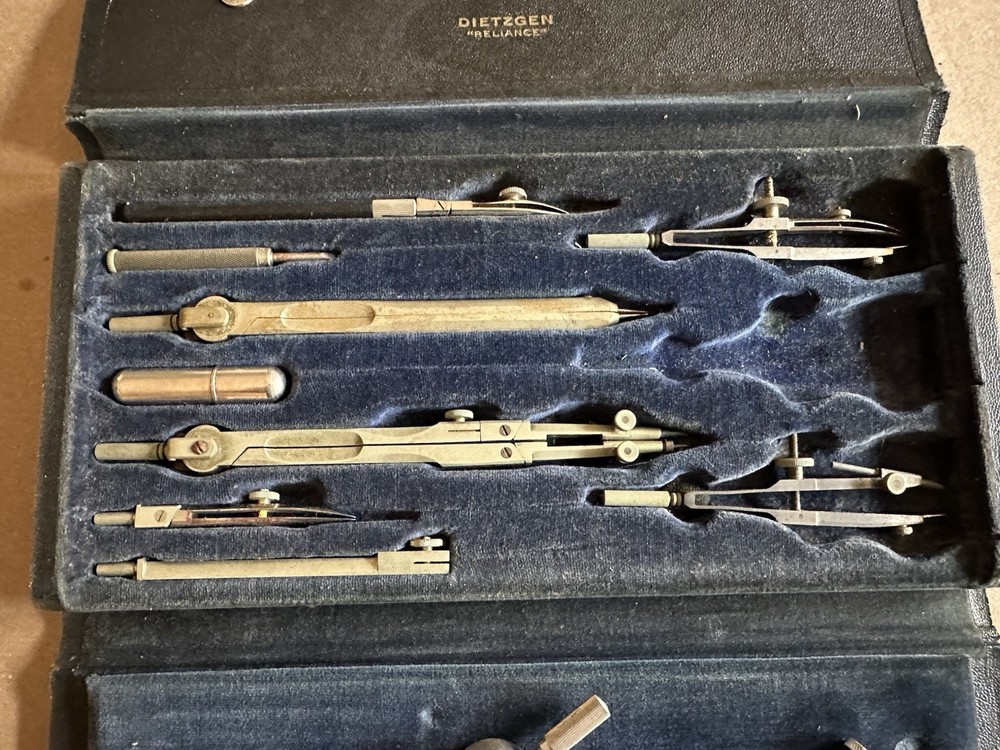 Vintage Draftsman Set Dietzgen Reliance & Bruning Germany Drafting Tools