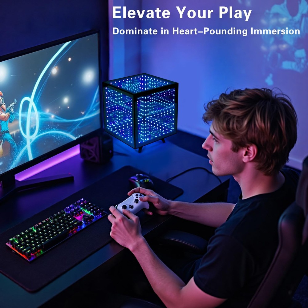 RGB Infinity Hyper Cube Light with APP Control - Smart Infinity Mirror Night ...