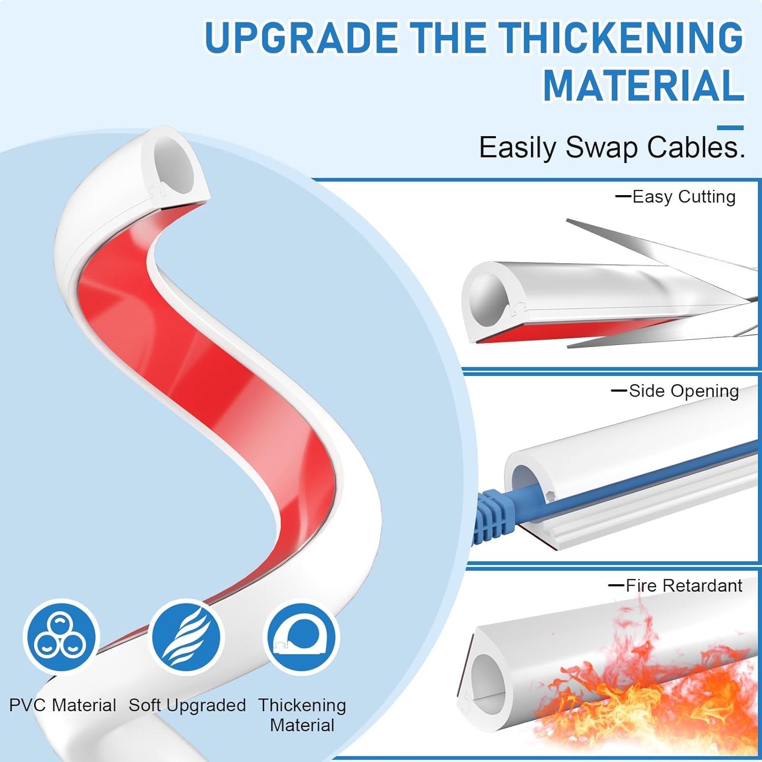 39”-197' Cord Hider Wall Self Adhesive Silicone Cord Covers for Wires On Wall