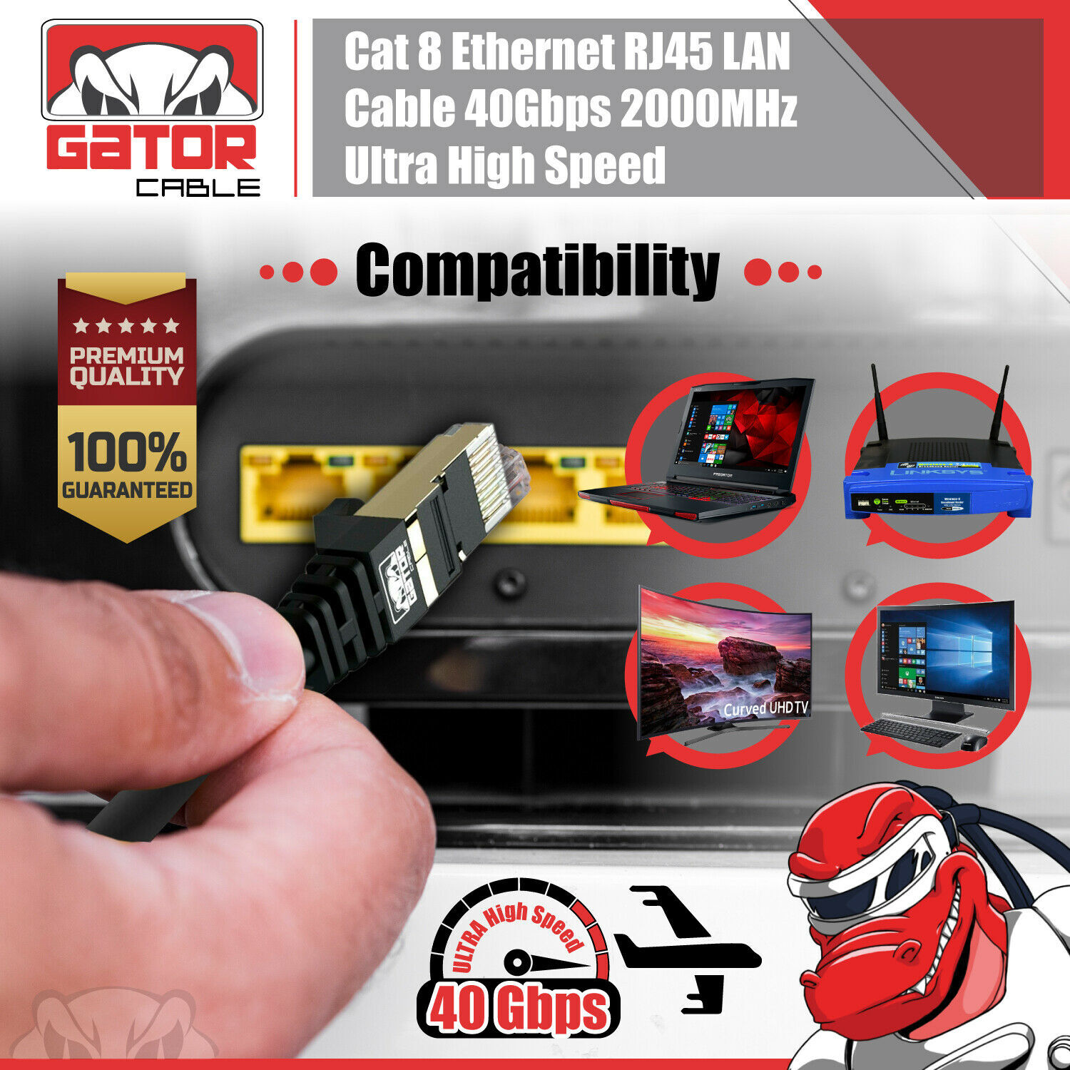 Cat 8 Ethernet Cable RJ45 Super Speed 40Gbps Patch LAN Network Gold Plated Lot