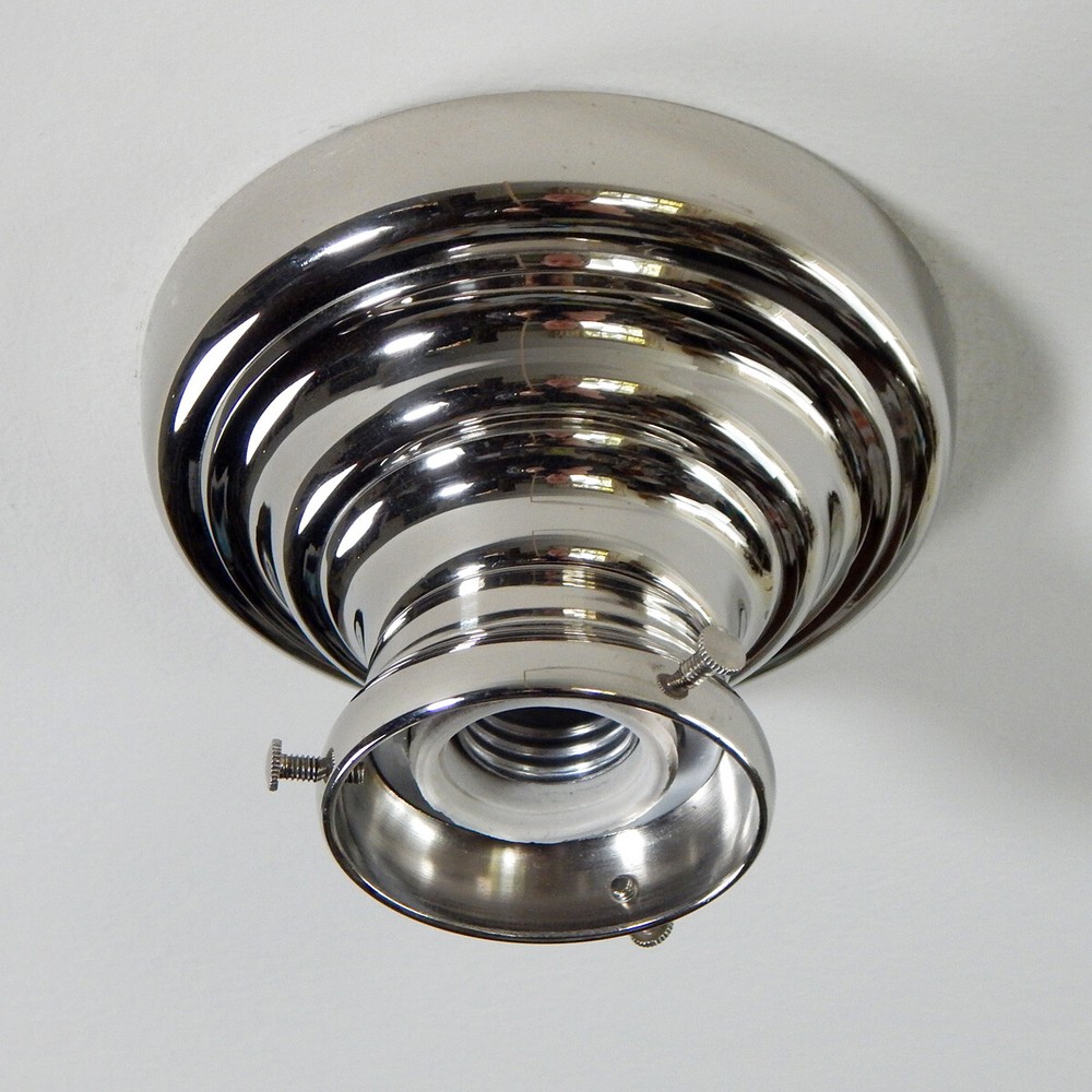 Restored Antique Semi-Flush Mount Solid Brass Ceiling Light Fixture with Glass H