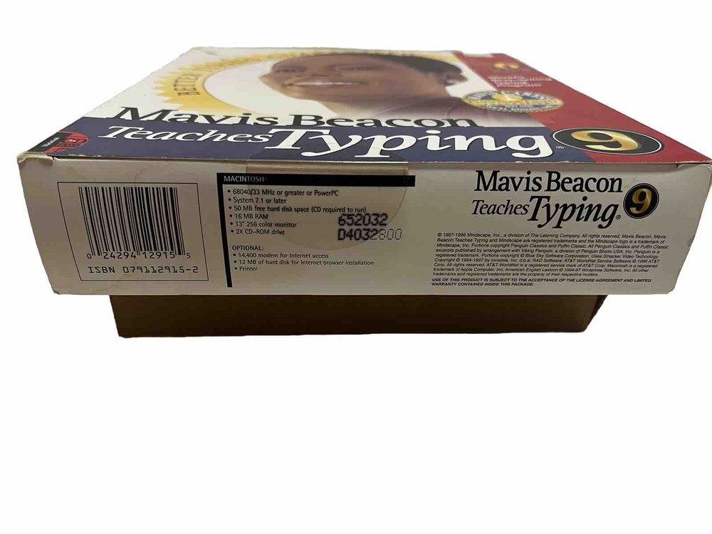 1998 Mavis Beacon Teaches Typing 9 Macintosh CD Mindscape CIB with User Guide
