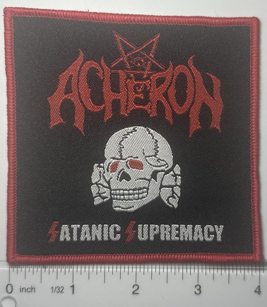 Acheron Satanic Supremacy Red Border Woven Patch