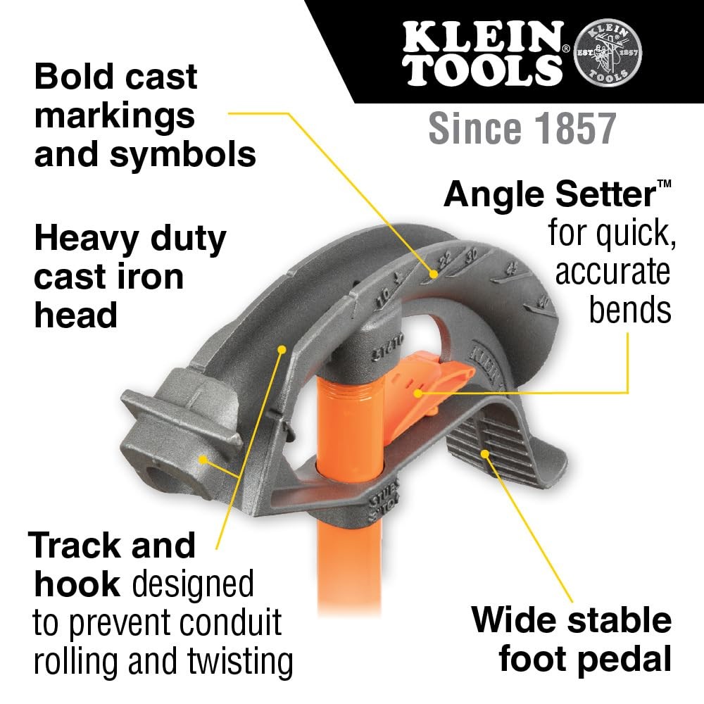 Klein Tools 1 Inch Conduit Bender With Angle Setter For Accurate Bends