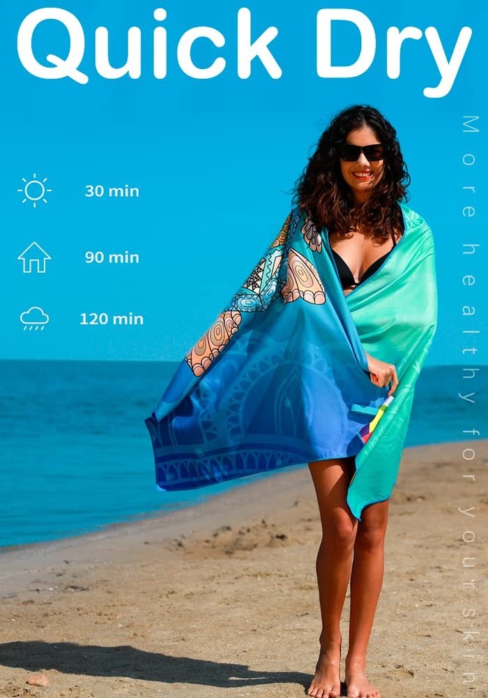 2 Pack Microfiber Lightweight Beach Towel Sand Free Quick Dry Absorbent Thin ...
